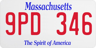 MA license plate 9PD346