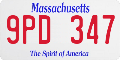 MA license plate 9PD347