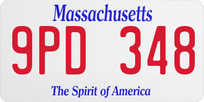 MA license plate 9PD348