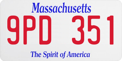 MA license plate 9PD351
