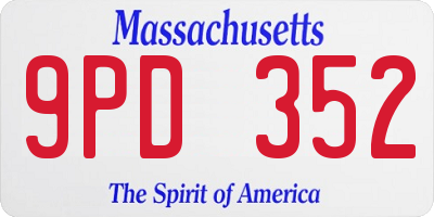 MA license plate 9PD352