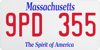 MA license plate 9PD355
