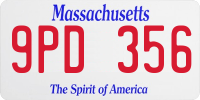 MA license plate 9PD356