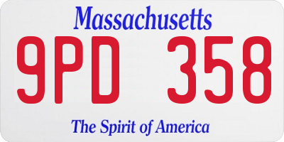 MA license plate 9PD358