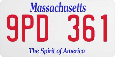 MA license plate 9PD361