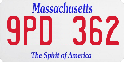 MA license plate 9PD362
