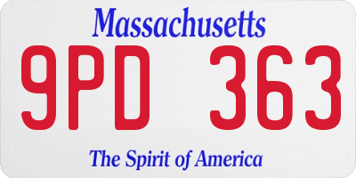 MA license plate 9PD363