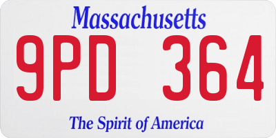 MA license plate 9PD364