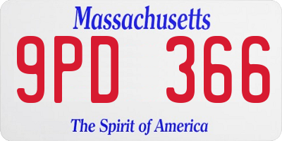 MA license plate 9PD366