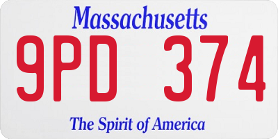 MA license plate 9PD374