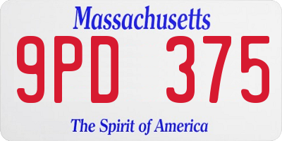 MA license plate 9PD375