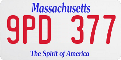 MA license plate 9PD377