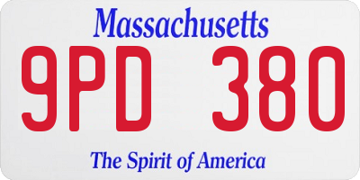 MA license plate 9PD380