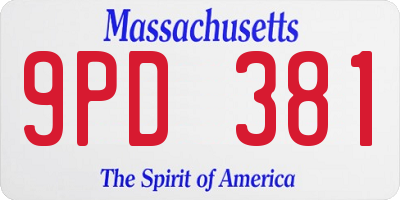 MA license plate 9PD381