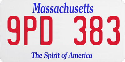 MA license plate 9PD383