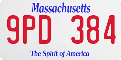 MA license plate 9PD384