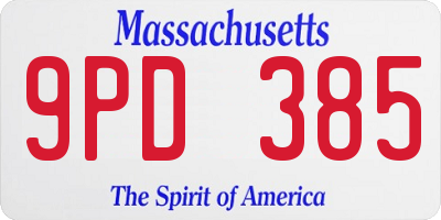MA license plate 9PD385