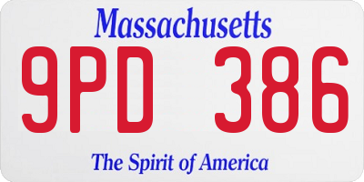 MA license plate 9PD386