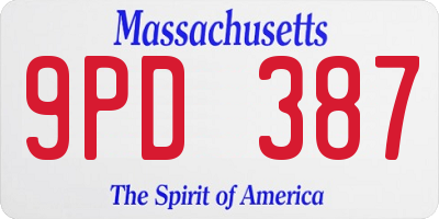 MA license plate 9PD387