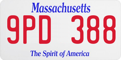 MA license plate 9PD388