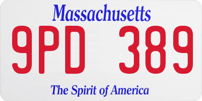 MA license plate 9PD389