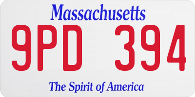 MA license plate 9PD394