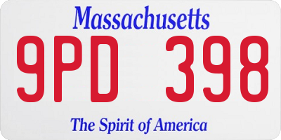 MA license plate 9PD398