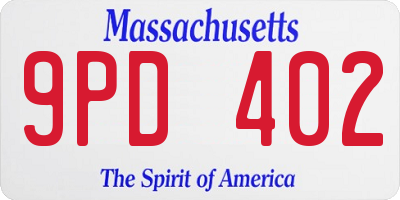 MA license plate 9PD402