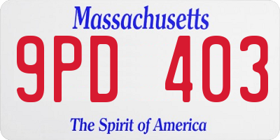 MA license plate 9PD403