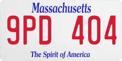 MA license plate 9PD404