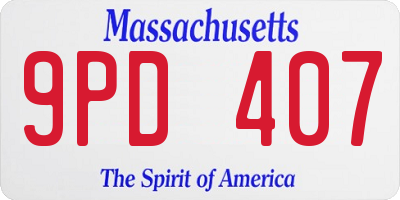 MA license plate 9PD407