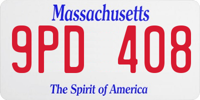 MA license plate 9PD408