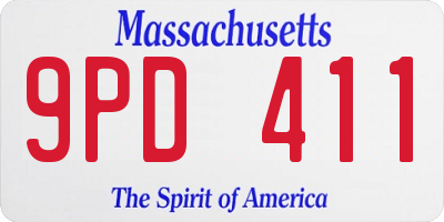 MA license plate 9PD411