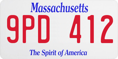 MA license plate 9PD412