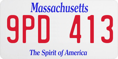 MA license plate 9PD413
