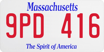 MA license plate 9PD416