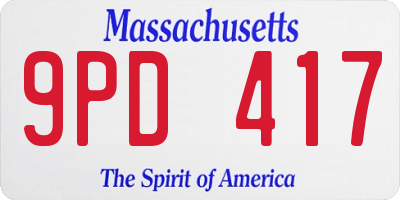 MA license plate 9PD417