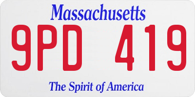 MA license plate 9PD419