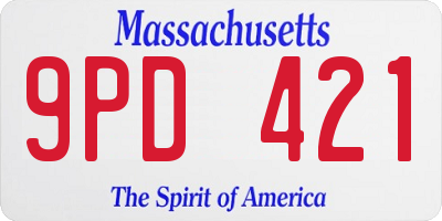 MA license plate 9PD421