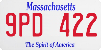 MA license plate 9PD422