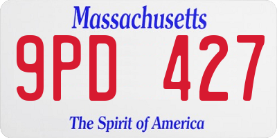 MA license plate 9PD427