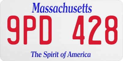 MA license plate 9PD428