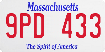 MA license plate 9PD433