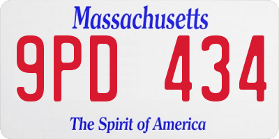 MA license plate 9PD434