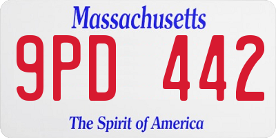 MA license plate 9PD442