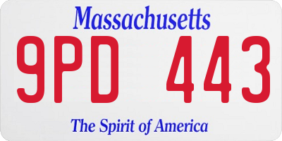 MA license plate 9PD443