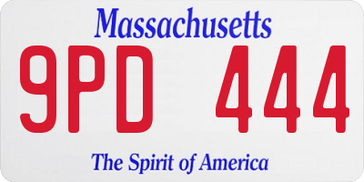 MA license plate 9PD444