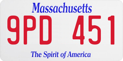 MA license plate 9PD451