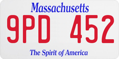 MA license plate 9PD452