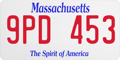 MA license plate 9PD453